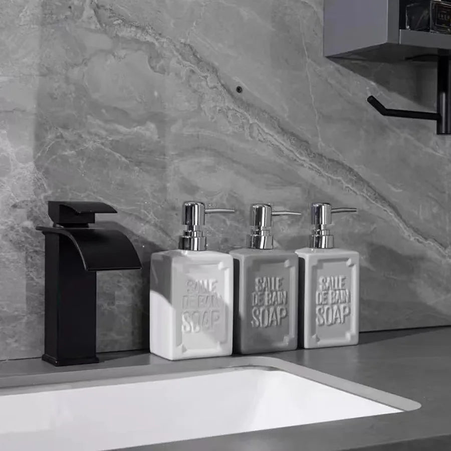 distributeur de savon moussant en céramique pour salle de bain et cuisine - vue 5 sur 9