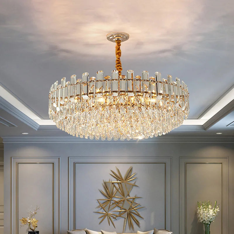 lustre led de luxe en cristal moderne 	 en stock - vue 4 sur 30