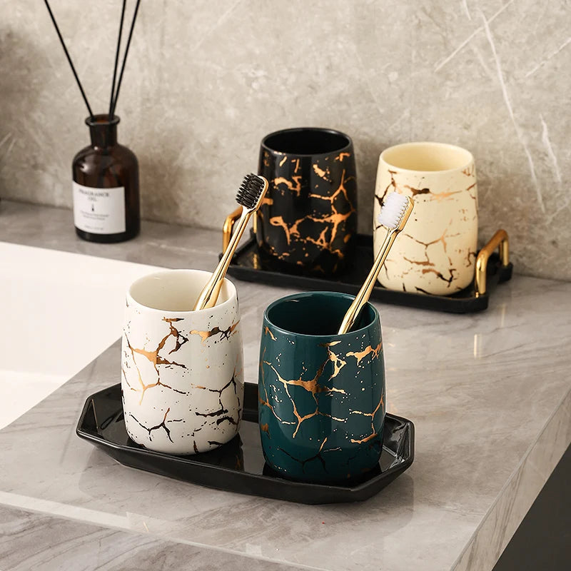 tasse en céramique marbrée haut de gamme pour couples décorative - vue 4 sur 26