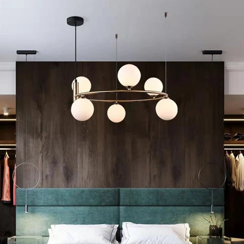 lustre nordique en verre avec cordon réglable pour décoration maison - vue 2 sur 13