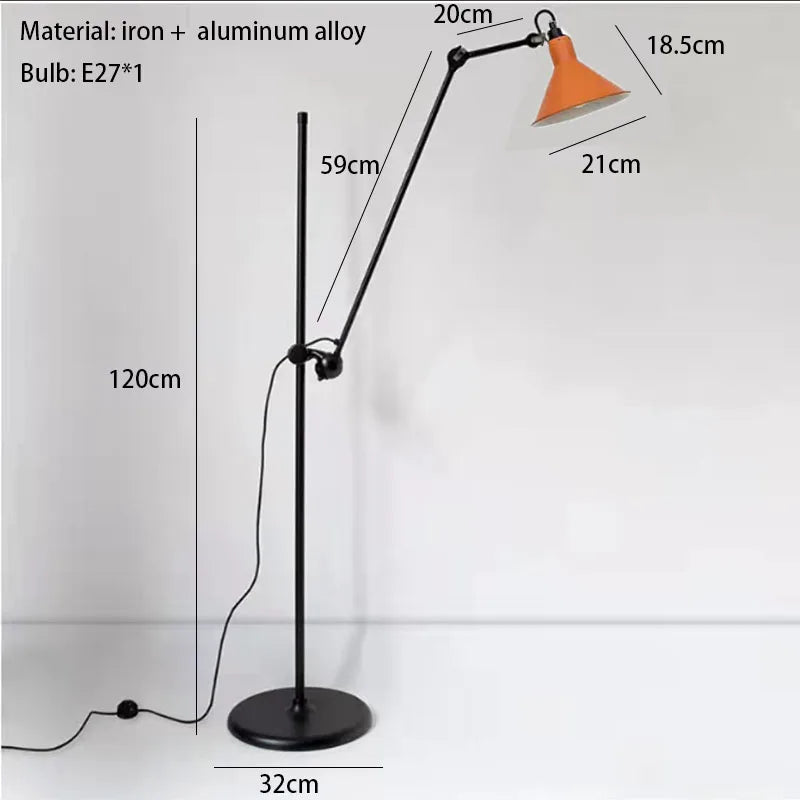 lampadaire vintage rotatif réglable pour éclairage intérieur décoratif