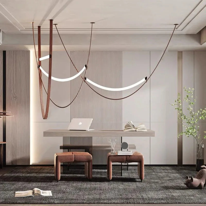 lustre led en silicone et cuir artificiel pour hôtel - vue 1 sur 11