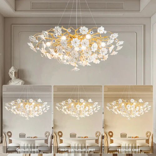 lustre romantique à fleurs pour décoration intérieure élégante - vue 6 sur 11