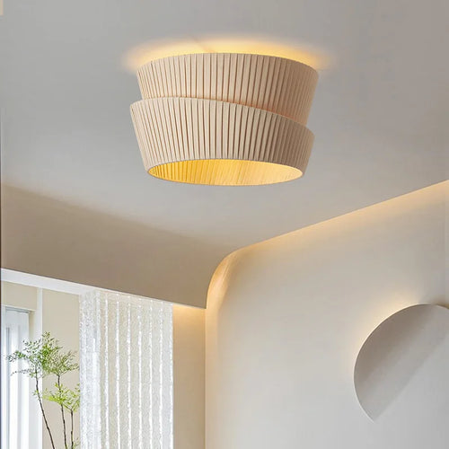 lustre minimaliste en tissu fait main style wabi sabi - vue 3 sur 14