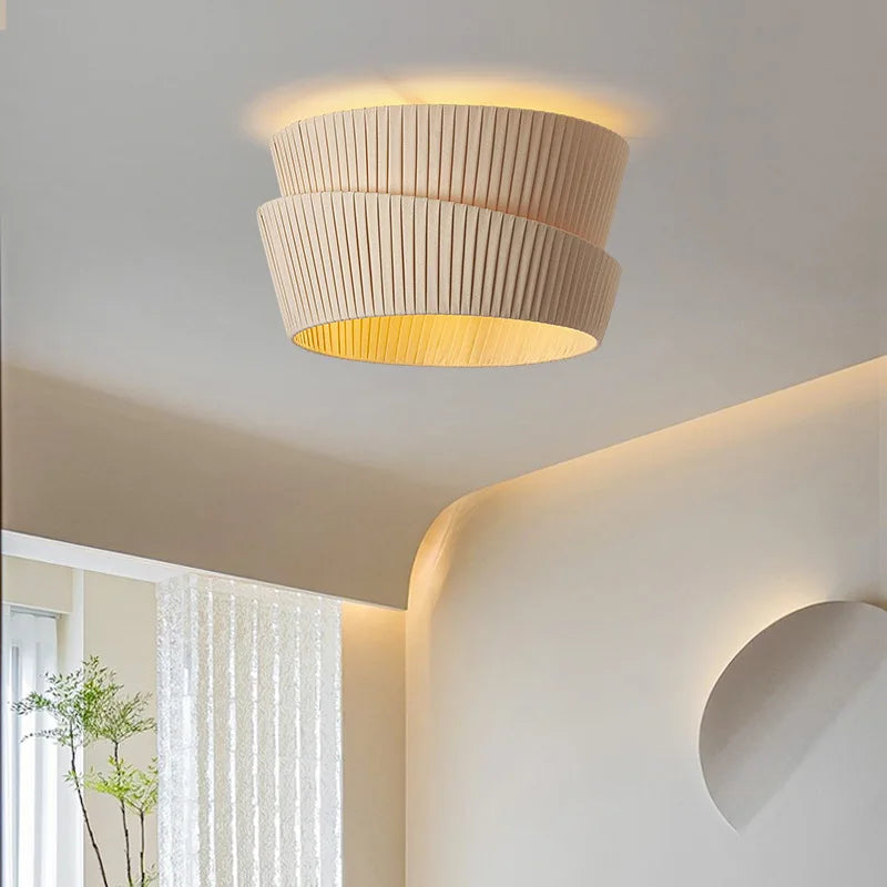 lustre minimaliste en tissu fait main style wabi sabi - vue 3 sur 14