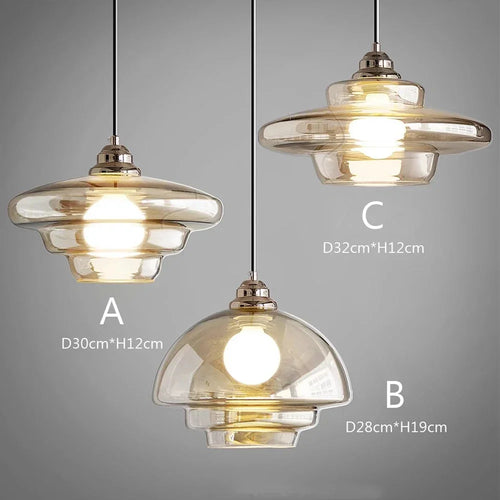 suspension rétro en verre plaqué pour décoration moderne - vue 5 sur 9