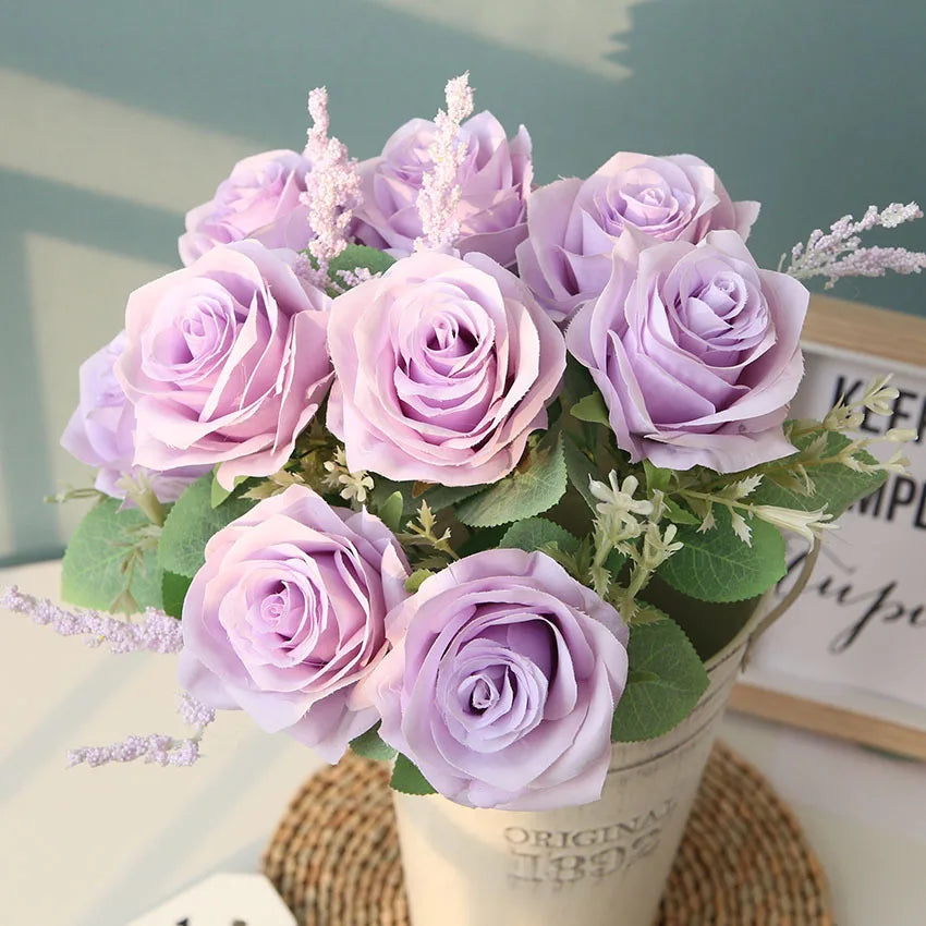 bouquet de roses artificielles pour mariage et décoration intérieure - vue 7 sur 12