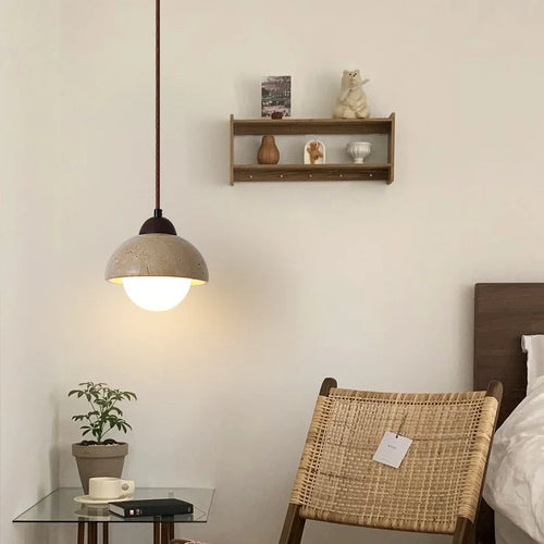 lustre suspendu vintage en pierre naturelle avec led - vue 5 sur 6