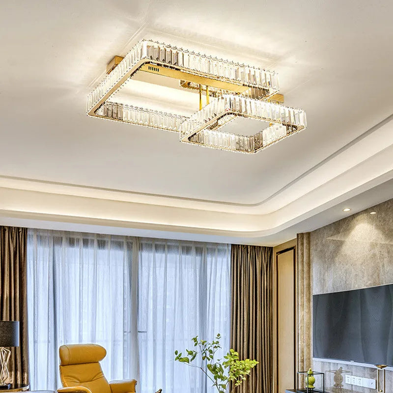 Plafonniers Led modernes à intensité variable pour salon Lustre cristal plafonnier chambre luxe plafonniers luminaires - vue 3 sur 11