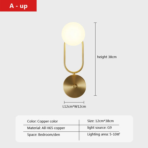 LED cuivre applique moderne nordique simple étude décoratif - vue 9 sur 13