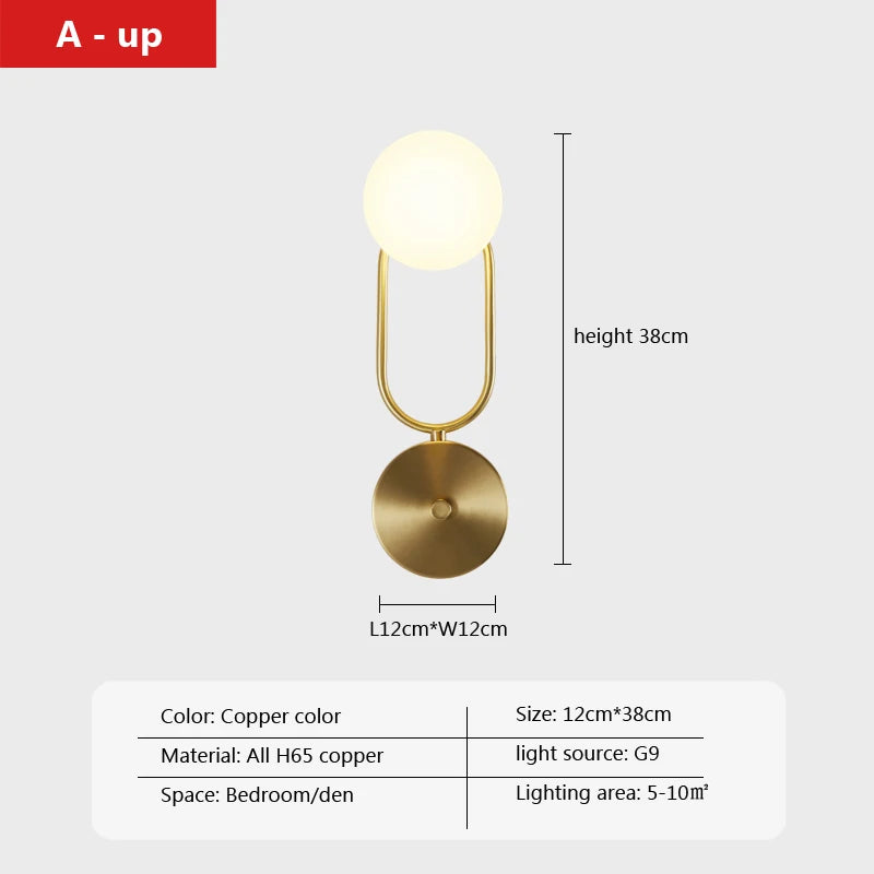 LED cuivre applique moderne nordique simple étude décoratif - vue 8 sur 13