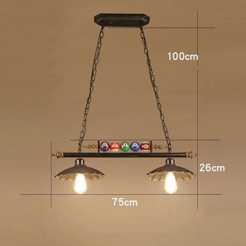 lustre vintage industriel en forme de boule de billard avec abat-jour en verre - vue 10 sur 9
