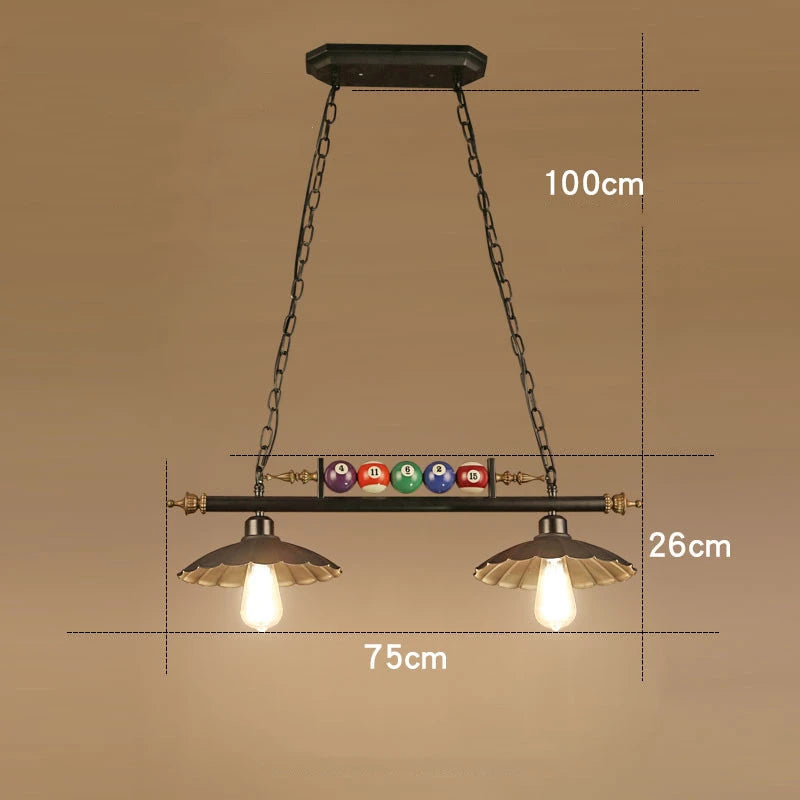 lustre vintage industriel en forme de boule de billard avec abat-jour en verre - vue 9 sur 9