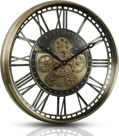 horloge murale industrielle en métal avec engrenages mobiles décorative - vue 9 sur 14
