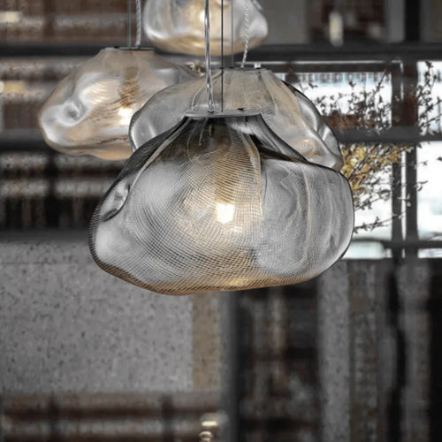 lustre moderne 	 en verre pour restaurant et magasin de vêtements - vue 4 sur 10