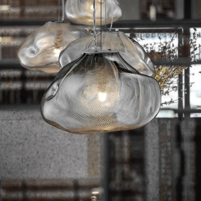 lustre moderne 	 en verre pour restaurant et magasin de vêtements - vue 3 sur 10