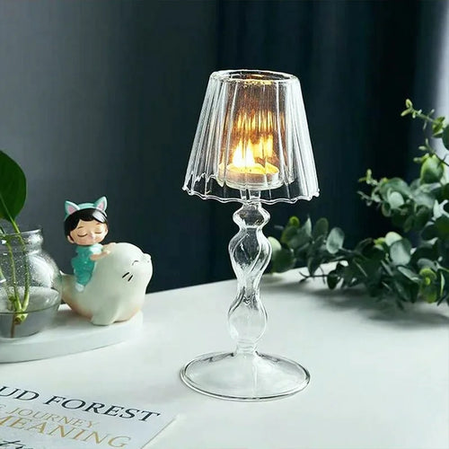 lampe de bureau en verre style européen bougeoir créatif pour mariage décoratif - vue 3 sur 8