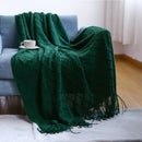 plaid tricot léger pompons style cosy canapé lit