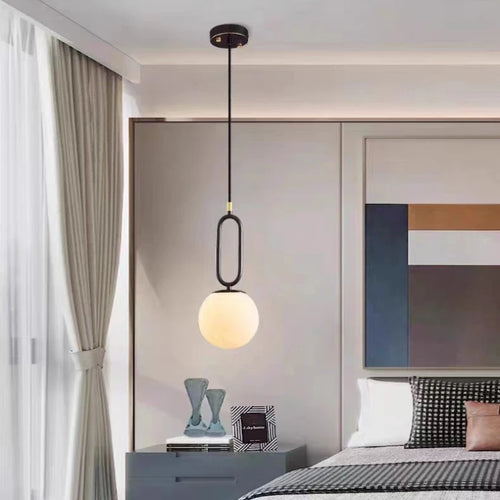 lampe suspendue led en laiton et marbre naturel décorative réglable - vue 5 sur 8