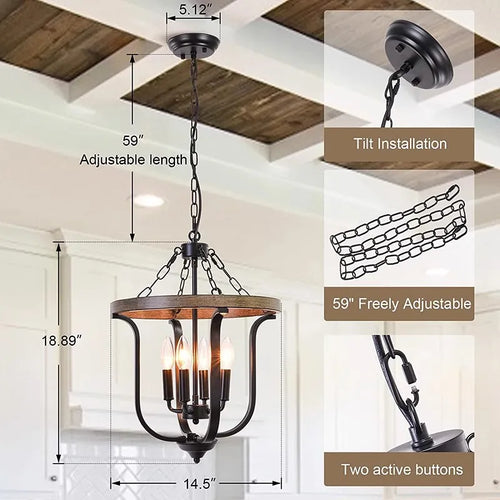 lustre en fer américain simple moderne éclairage de bougie rétro - vue 3 sur 6