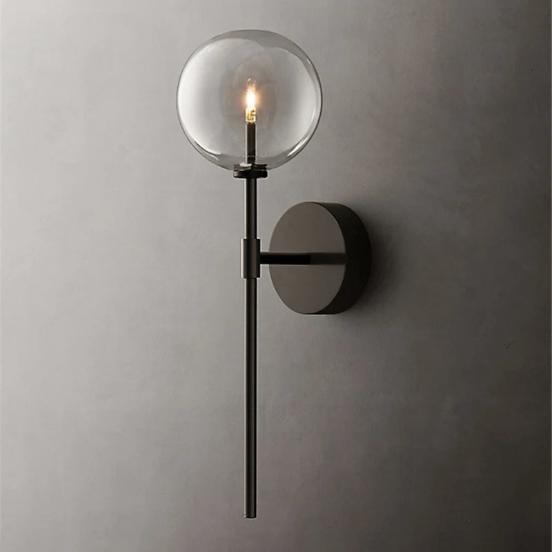 applique murale nordique rétro en boule de verre transparent pour décoration - vue 3 sur 9