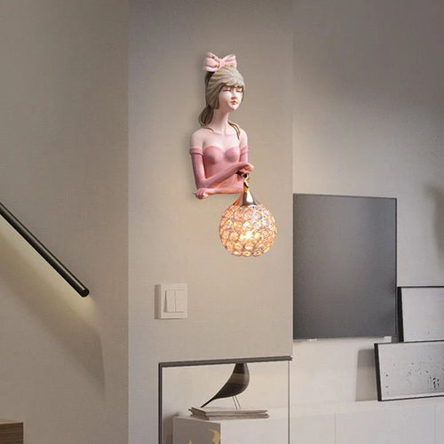 applique murale led moderne en résine pour belle fille - vue 2 sur 7