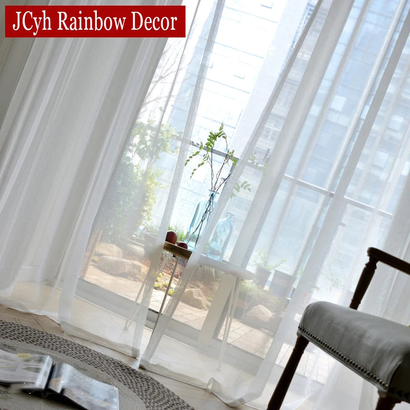 Voilage moderne transparent pour salon chambre fenêtre léger - vue 2 sur 7