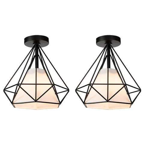 plafonnier industriel rétro led cage métal vintage luminaire - vue 12 sur 12