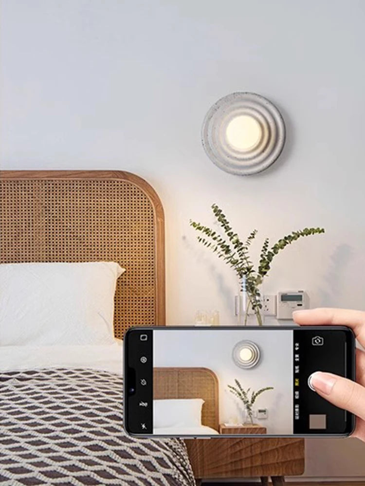 applique murale led rétro en résine luminaire mural rond - vue 4 sur 10