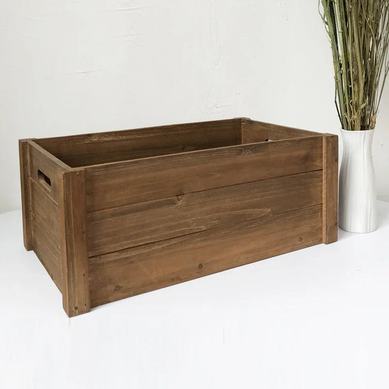 coffret en bois de sapin vintage fait à la main charme de ferme - vue 3 sur 5