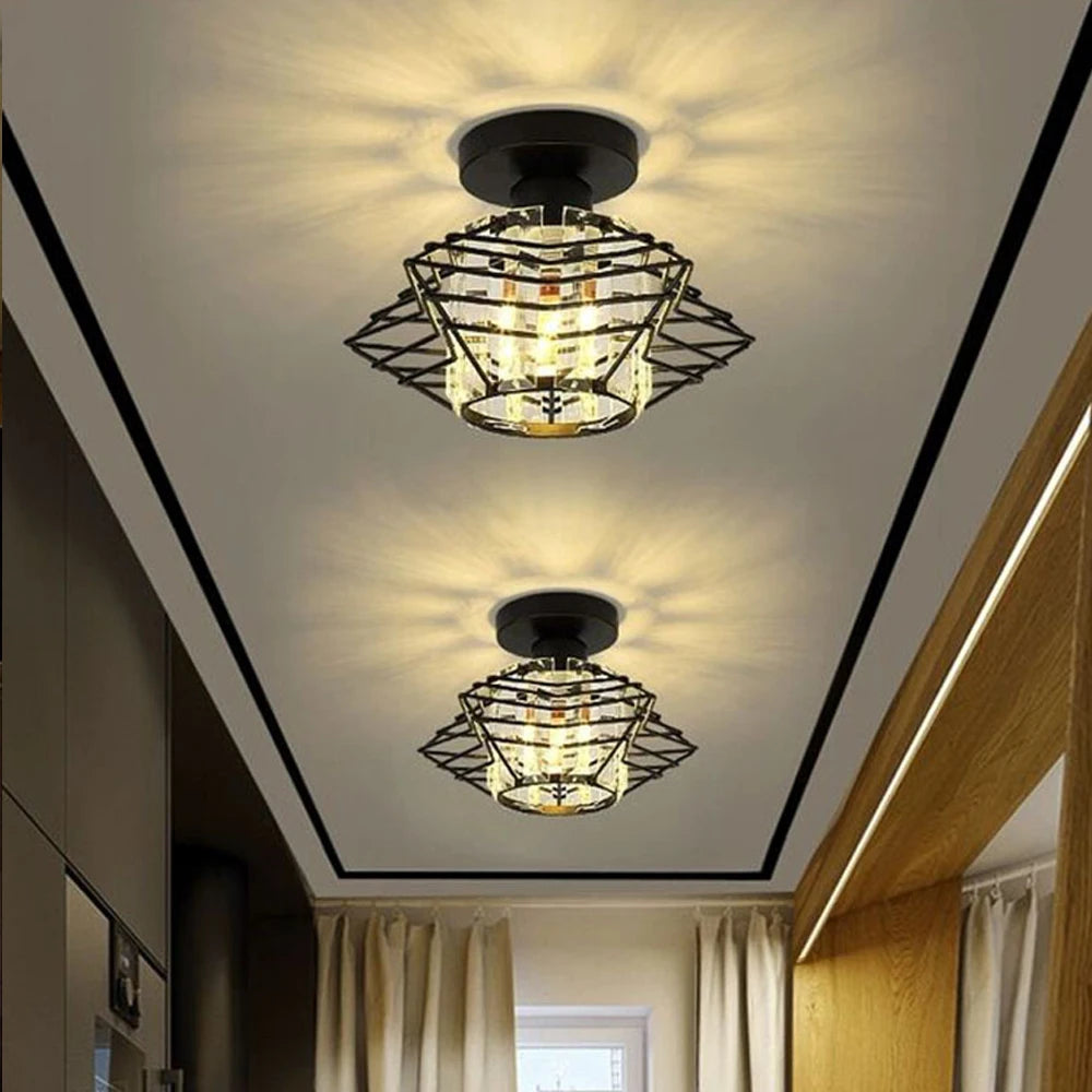 lampe de luxe en verre cristal lustre plafond industriel moderne - vue 3 sur 15