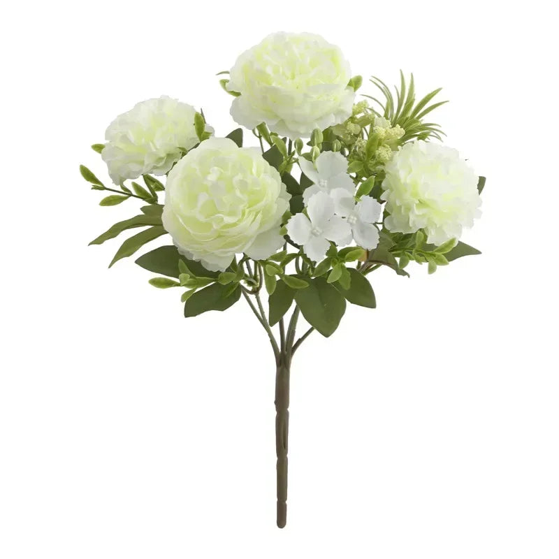 bouquet d'hortensias et pivoines artificiels pour décoration intérieure - vue 11 sur 11