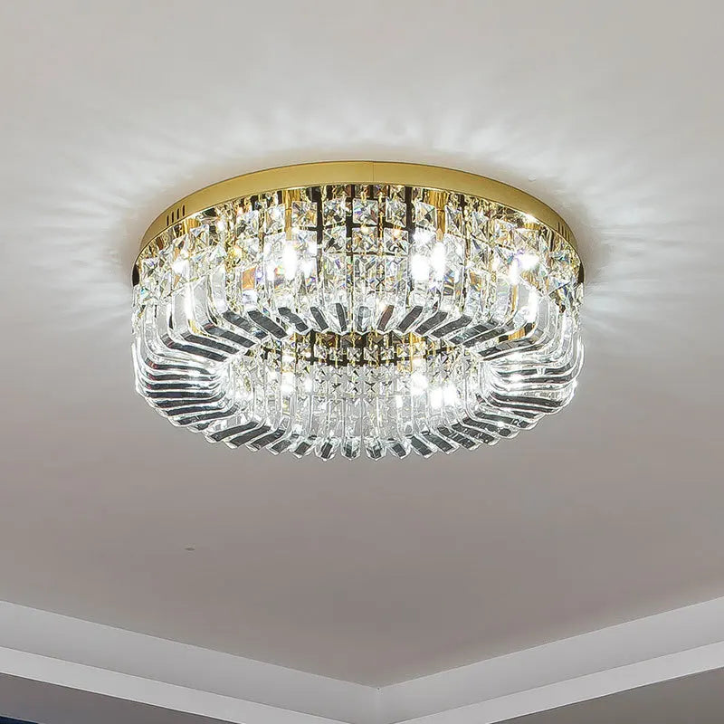 lustre moderne en cristal chrome rond nordique led suspendu - vue 3 sur 8