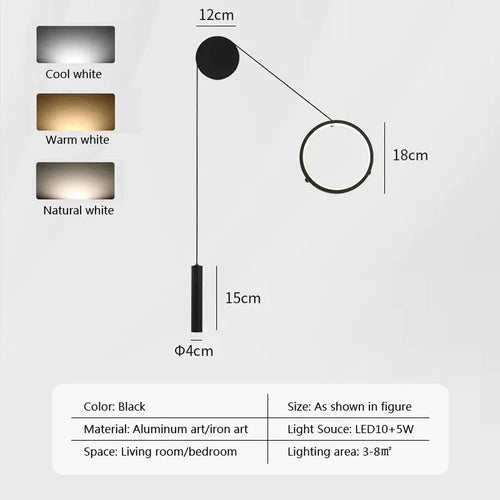 applique murale led moderne et simple pour intérieur - vue 9 sur 8