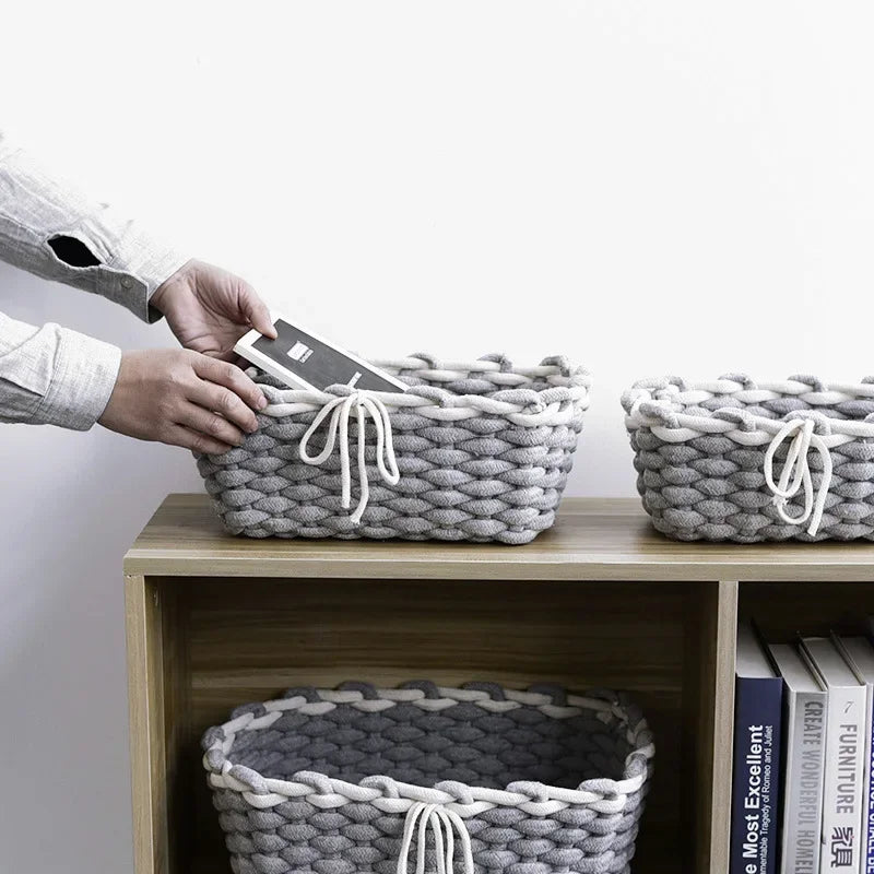 panier en corde de coton pour rangement divers et décoration nordique - vue 3 sur 13
