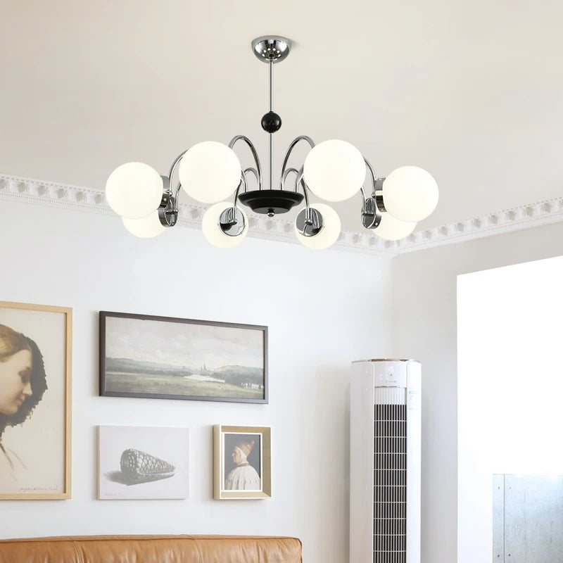 lustre moderne bauhaus magic bean style français crème luxe - vue 2 sur 16