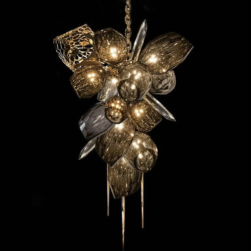 lustre en verre nordique de luxe en cristal moderne - vue 2 sur 14