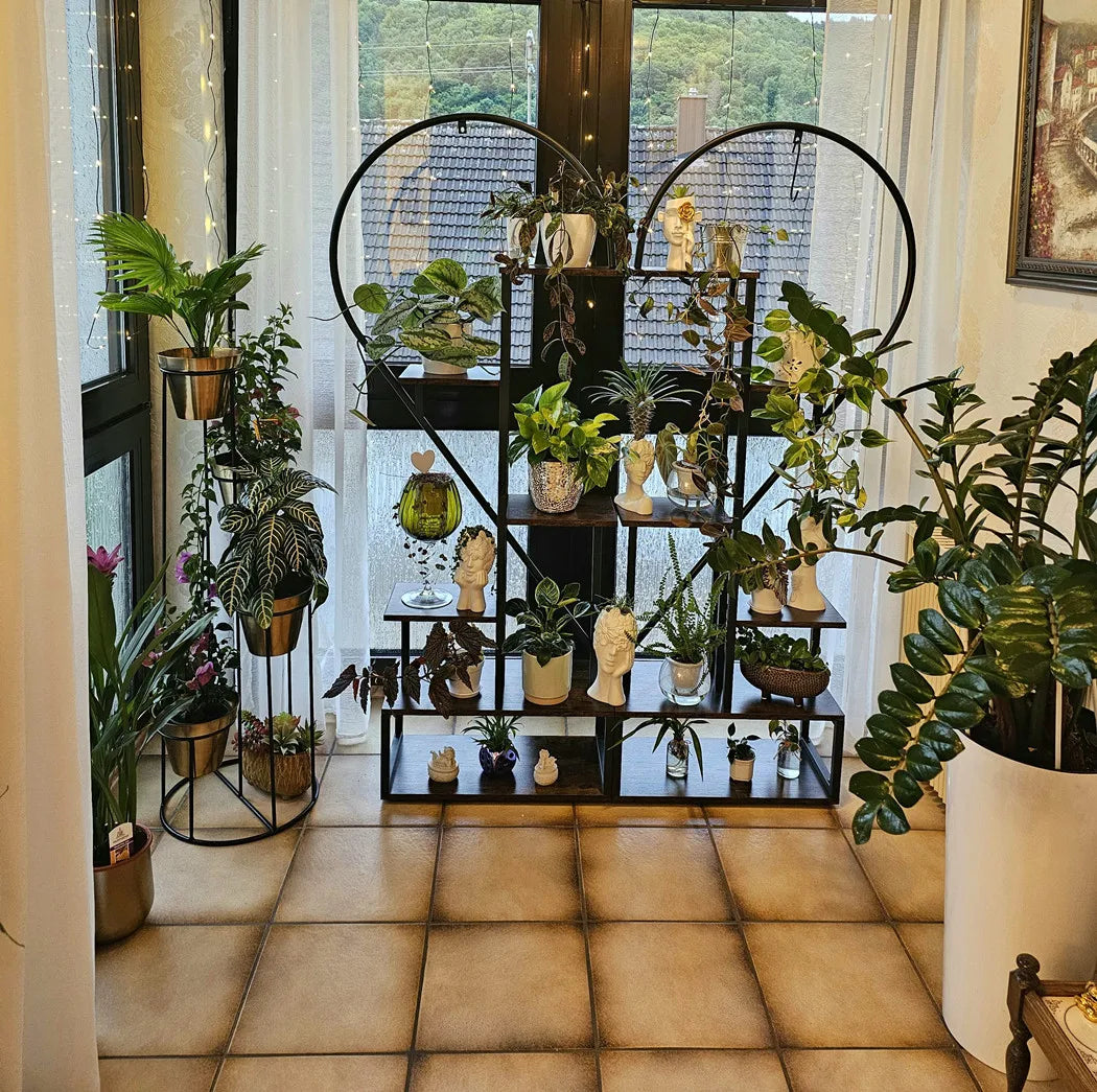 étagère en bois et métal pour plantes et fleurs en forme de cœur - vue 7 sur 7
