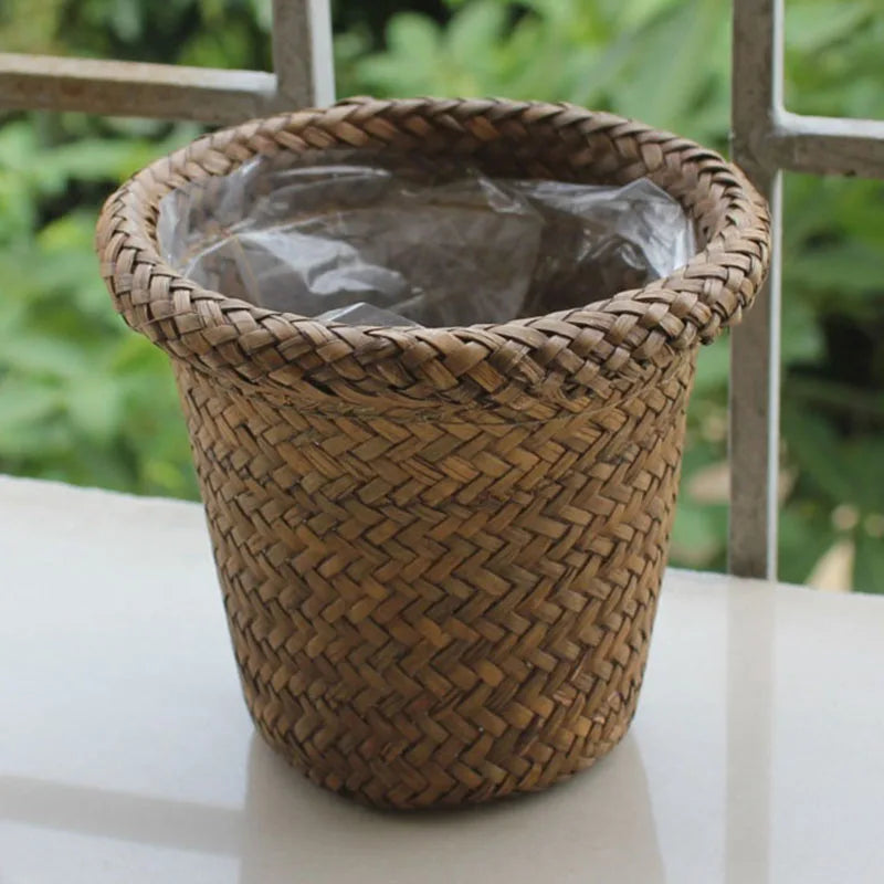 panier à fleurs en rotin fait main pour décoration murale et rangement - vue 3 sur 8