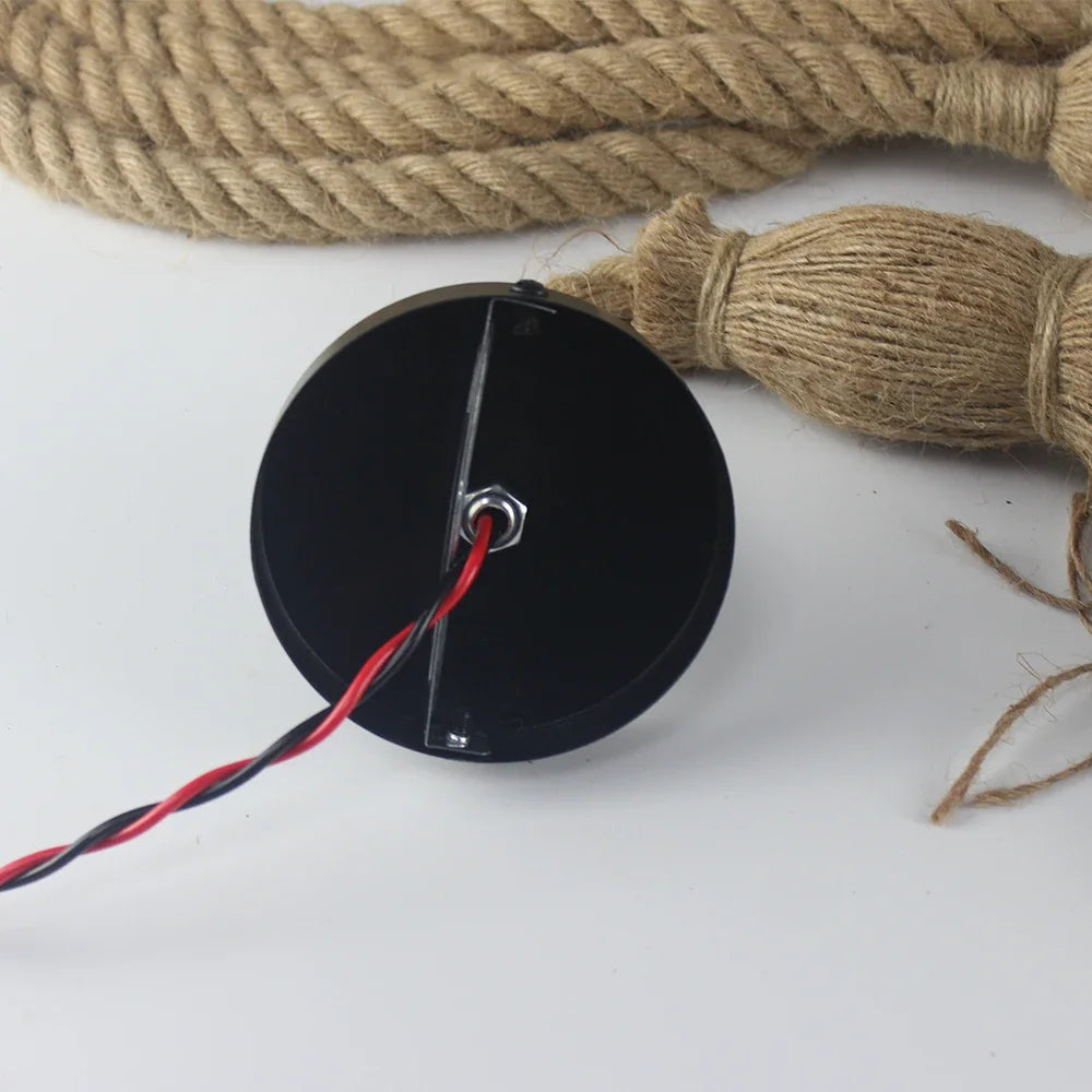 suspension rétro loft industriel en corde de chanvre avec ampoule edison - vue 5 sur 11