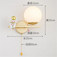 applique murale led astronaute en verre doré pour chambre enfant