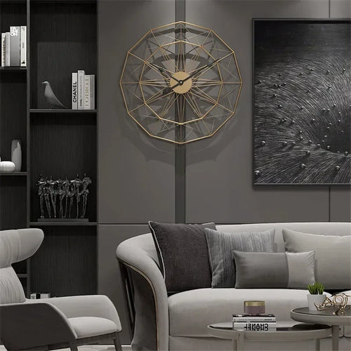 horloge murale géométrique style industriel pour décoration moderne - vue 6 sur 7