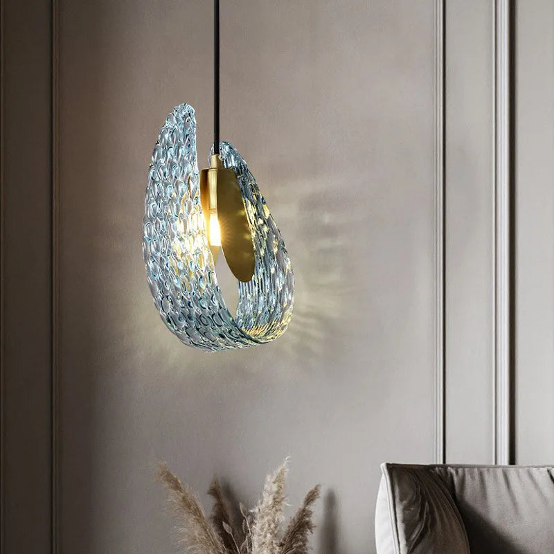 suspension en verre moderne petite lampe à main - vue 2 sur 8