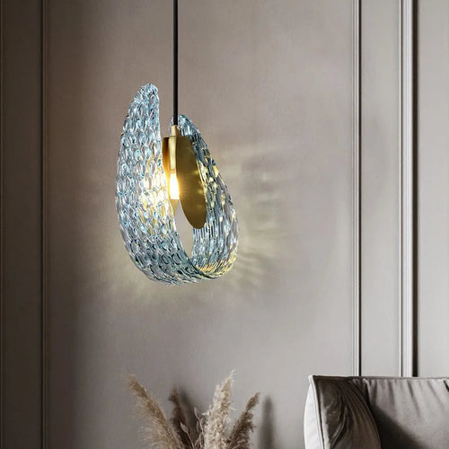 suspension moderne en verre avec motif floral - vue 3 sur 8