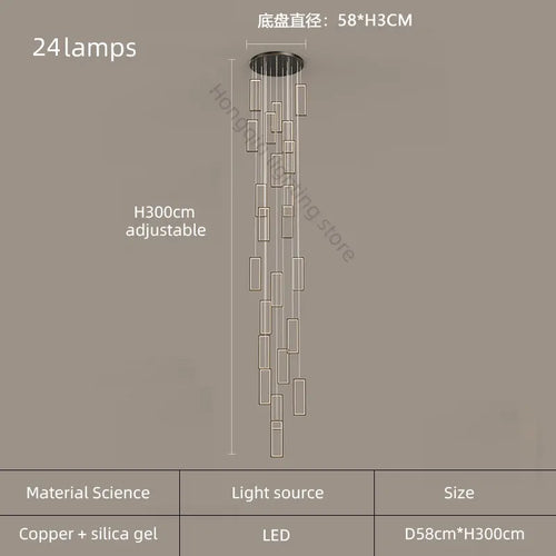 lustre moderne en cuivre avec éclairage LED design élégant - vue 11 sur 24