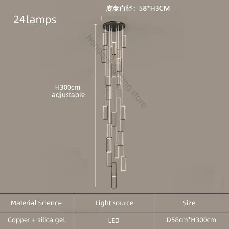 lustre moderne en cuivre avec éclairage LED design élégant - vue 10 sur 24