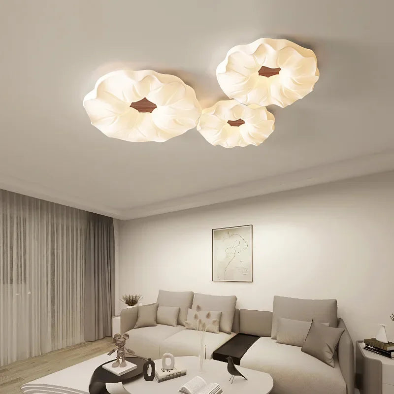 lustre led moderne avec moule fleurs en style nordique loft - vue 4 sur 11
