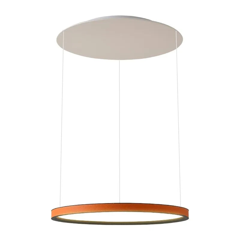 Nordic Modern Minimalist Restaurant Bar, Living Room, Bedroom, Ring Chandelier, Artistic Personality, Real Leather Chandelier - vue 6 sur 10