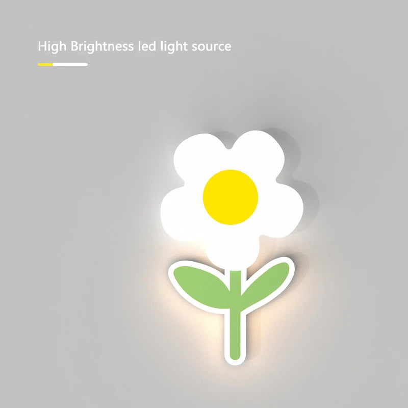 applique murale led fleur pour enfants avec télécommande - vue 5 sur 7
