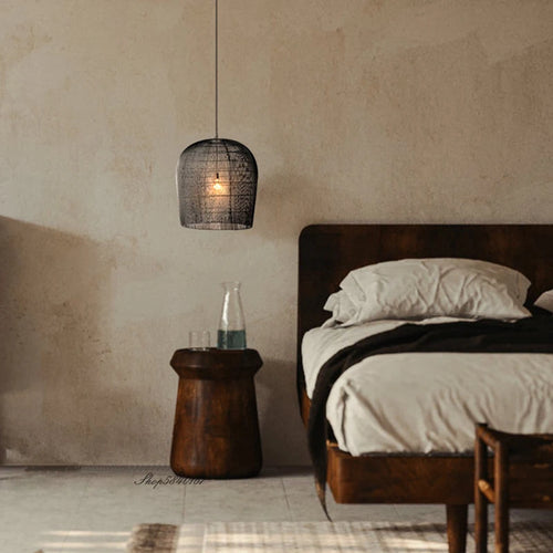 Suspension en rotin de Style Wabi-sabi - vue 4 sur 16